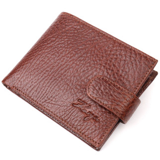 Практичний чоловічий гаманець з хлястиком із натуральної шкіри KARYA 21075 Світло-коричневий - Інтернет-магазин спільних покупок ToGether