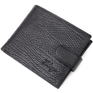 Класичний чоловічий гаманець з хлястиком із натуральної шкіри KARYA 21079 Чорний - Інтернет-магазин спільних покупок ToGether