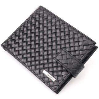 Плетений чоловічий гаманець з натуральної шкіри KARYA 21200 Чорний - Інтернет-магазин спільних покупок ToGether