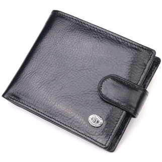 Чоловічий гаманець з натуральної гладкої шкіри у два додавання ST Leather 19409 Чорний - Інтернет-магазин спільних покупок ToGether