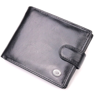 Класичний чоловічий гаманець середнього розміру із натуральної шкіри ST Leather 19412 Чорний - Інтернет-магазин спільних покупок ToGether