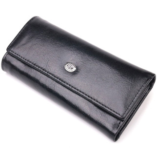 Надійний гаманець-ключниця з натуральної гладкої шкіри ST Leather 19415Чорний - Інтернет-магазин спільних покупок ToGether
