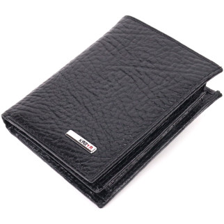 Невеликий гаманець без застібки з натуральної зернистої шкіри KARYA 21364 Чорний - Інтернет-магазин спільних покупок ToGether