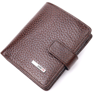 Стильний чоловічий гаманець із натуральної крупнозернистої шкіри KARYA 21373 Коричневий - Інтернет-магазин спільних покупок ToGether