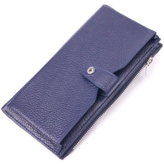 Стильний вертикальний гаманець із натуральної шкіри KARYA 21423 Синій - Інтернет-магазин спільних покупок ToGether