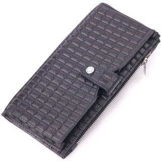 Стеганий вертикальний чоловічий гаманець з натуральної шкіри KARYA 21425 Чорний - Інтернет-магазин спільних покупок ToGether