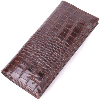 Цікавий вертикальний гаманець із натуральної фактурної шкіри KARYA 21434 Коричневий - Інтернет-магазин спільних покупок ToGether
