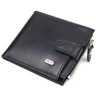 Стильний чоловічий горизонтальний гаманець із натуральної гладкої шкіри CANPELLINI 21505 Чорний - Інтернет-магазин спільних покупок ToGether