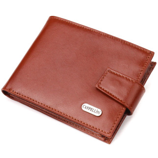 Компактний чоловічий гаманець із натуральної гладкої шкіри CANPELLINI 21508 Світло-коричневий - Інтернет-магазин спільних покупок ToGether
