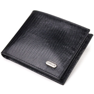 Елегантний гаманець для чоловіків у два складення з натуральної фактурної шкіри CANPELLINI 21587 Чорний - Інтернет-магазин спільних покупок ToGether