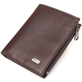 Чоловічий компактний вертикальний гаманець з натуральної шкіри CANPELLINI 21674 Коричневий - Інтернет-магазин спільних покупок ToGether