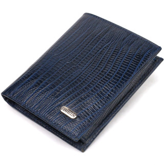 Чоловічий гаманець з натуральної шкіри вертикального формату з тисненням CANPELLINI 21752 Синій - Інтернет-магазин спільних покупок ToGether