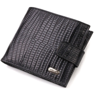 Оригінальний фактурний гаманець горизонтального формату з натуральної шкіри з тисненням CANPELLINI 21771 Чорний - Інтернет-магазин спільних покупок ToGether