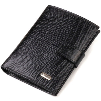 Фактурний вертикальний чоловічий гаманець середнього розміру з натуральної шкіри з тисненням CANPELLINI 21859 Чорний - Інтернет-магазин спільних покупок ToGether