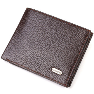 Ідеальний горизонтальний чоловічий гаманець середнього розміру із натуральної зернистої шкіри CANPELLINI 21863 Коричневий - Інтернет-магазин спільних покупок ToGether