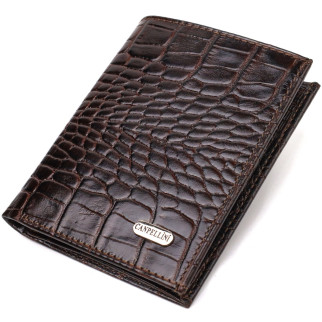 Компактний чоловічий гаманець із натуральної шкіри з тисненням під крокодила CANPELLINI 21871 Коричневий - Інтернет-магазин спільних покупок ToGether