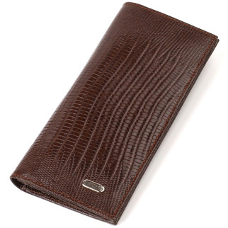 Фактурний чоловічий вертикальний гаманець з натуральної шкіри з тисненням CANPELLINI 21899 Коричневий - Інтернет-магазин спільних покупок ToGether