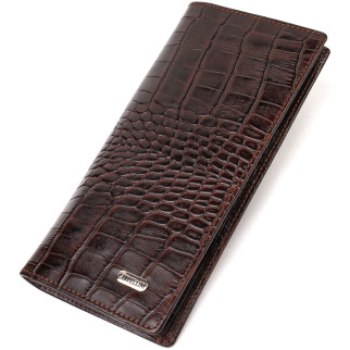 Вертикальний гаманець без застібки з натуральної шкіри C тисненням під крокодила CANPELLINI 21905 Коричневий - Інтернет-магазин спільних покупок ToGether