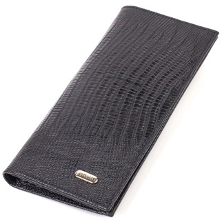 Фактурний чоловічий вертикальний гаманець з натуральної шкіри з тисненням CANPELLINI 21906 Чорний - Інтернет-магазин спільних покупок ToGether