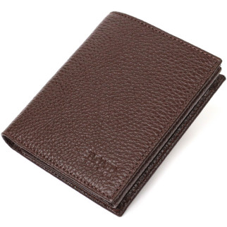 Компактний чоловічий гаманець із натуральної зернистої шкіри без застібки BOND 21989 Коричневий - Інтернет-магазин спільних покупок ToGether