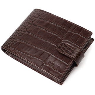 Функціональний гаманець середнього розміру для чоловіків з натуральної шкіри з тисненням під крокодила BOND 21999 Коричневий - Інтернет-магазин спільних покупок ToGether