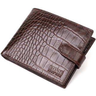 Чоловічий фактурний горизонтальний гаманець з натуральної шкіри з тисненням під крокодила Tony Bellucci 22043 Коричневий - Інтернет-магазин спільних покупок ToGether