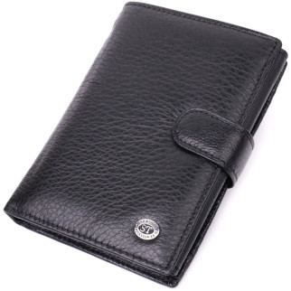 Практичний чоловічий гаманець із блоком під документи з натуральної шкіри ST Leather 22478 Чорний - Інтернет-магазин спільних покупок ToGether