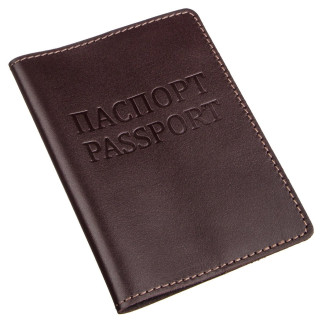 Шкіряна обкладинка на паспорт з написом SHVIGEL 13976 Коричнева - Інтернет-магазин спільних покупок ToGether