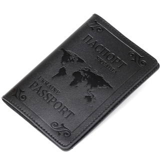 Шкіряна обкладинка на паспорт з картою і рамкою SHVIGEL 13982 Чорна - Інтернет-магазин спільних покупок ToGether