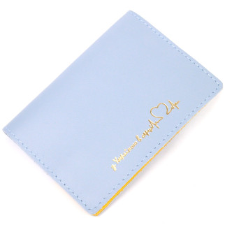 Оригінальна шкіряна обкладинка на паспорт комбі двох кольорів Серце GRANDE PELLE 16729 Жовто-блакитна - Інтернет-магазин спільних покупок ToGether