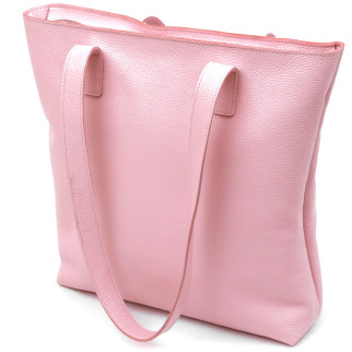Містка шкіряна жіноча сумка-шоппер Shvigel 16356 Рожевий - Інтернет-магазин спільних покупок ToGether