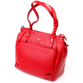 Яскрава та містка жіноча сумка з ручками KARYA 20880 шкіряна Червоний - Інтернет-магазин спільних покупок ToGether