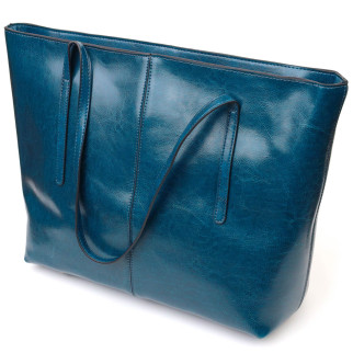 Красива сумка шоппер із натуральної шкіри 22075 Vintage Бірюзова - Інтернет-магазин спільних покупок ToGether
