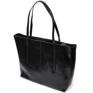 Функціональна сумка шоппер із натуральної шкіри 22095 Vintage Чорна - Інтернет-магазин спільних покупок ToGether