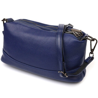 Шикарна сумка на три відділення з натуральної шкіри 22137 Vintage Синя - Інтернет-магазин спільних покупок ToGether