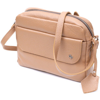Стильна сумка жіноча крос-боді з натуральної шкіри GRANDE PELLE 11652 Бежева - Інтернет-магазин спільних покупок ToGether