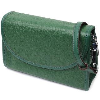 Компактна жіноча шкіряна сумка з напівкруглим клапаном Vintage 22260 Зелена - Інтернет-магазин спільних покупок ToGether