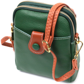 Невелика сумка трапеція для жінок з натуральної шкіри Vintage 22268 Зелена - Інтернет-магазин спільних покупок ToGether