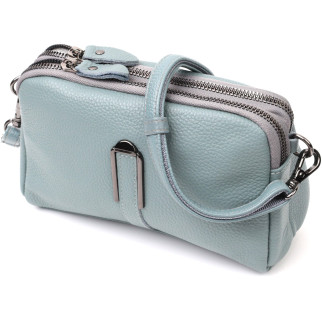 Жіноча повсякденна сумка на два відділення з натуральної шкіри Vintage 22280 Блакитна - Інтернет-магазин спільних покупок ToGether