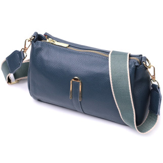 Жіноча практична сумка через плече з натуральної шкіри Vintage 22287 Синя - Інтернет-магазин спільних покупок ToGether