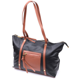 Дивовижна двокольорова сумка жіноча з натуральної шкіри Vintage 22303 Чорний - Інтернет-магазин спільних покупок ToGether