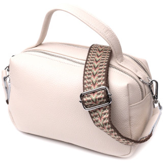 Жіноча прямокутна сумка на два відділення з натуральної шкіри Vintage 22344 Біла - Інтернет-магазин спільних покупок ToGether