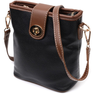 Цікава сумка для жінок на кожен день з натуральної шкіри Vintage 22348 Чорна - Інтернет-магазин спільних покупок ToGether