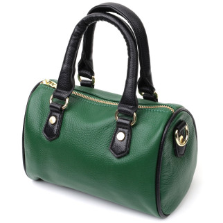 Шкіряна сумка бочонок з темними акцентами Vintage 22351 Зелена - Інтернет-магазин спільних покупок ToGether