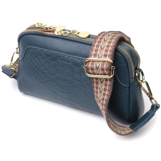Модна сумка на два відділення з натуральної шкіри Vintage 22355 Синя - Інтернет-магазин спільних покупок ToGether