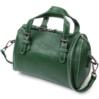 Невелика сумка жіноча з двома ручками з натуральної шкіри Vintage 22359 Зелена - Інтернет-магазин спільних покупок ToGether