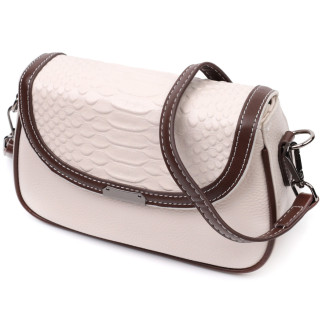 Жіноча сумка з фактурним клапаном із натуральної шкіри Vintage 22372 Біла - Інтернет-магазин спільних покупок ToGether
