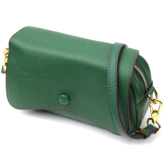 Шкіряна сумка жіноча в красивому кольорі і з фігурним клапаном Vintage 22430 Зелена - Інтернет-магазин спільних покупок ToGether