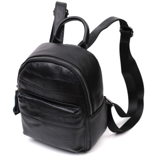 Компактний стильний рюкзак з натуральної шкіри Vintage 22434 Чорний - Інтернет-магазин спільних покупок ToGether
