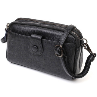 Цікава сумка-клатч у стильному дизайні з натуральної шкіри 22086 Vintage Чорна - Інтернет-магазин спільних покупок ToGether